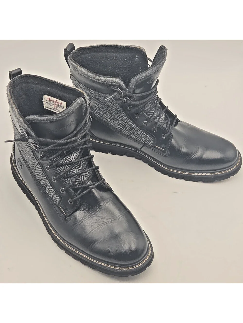 Rare Timberland Britton Hill 6-Inch Harris Tweed Combat Boots Men's 11.5 Black